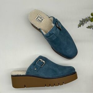 Naturalizer Women’s Wayde platform Clog in Storm Blue leather suede size 8.5 M